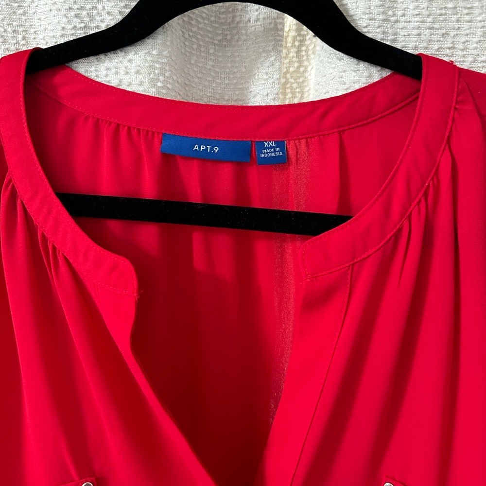 Bundle 4 for $10!!! NWOT XXL APT 9 Chiffon Button Up Blouse, Red - Picture 3 of 4